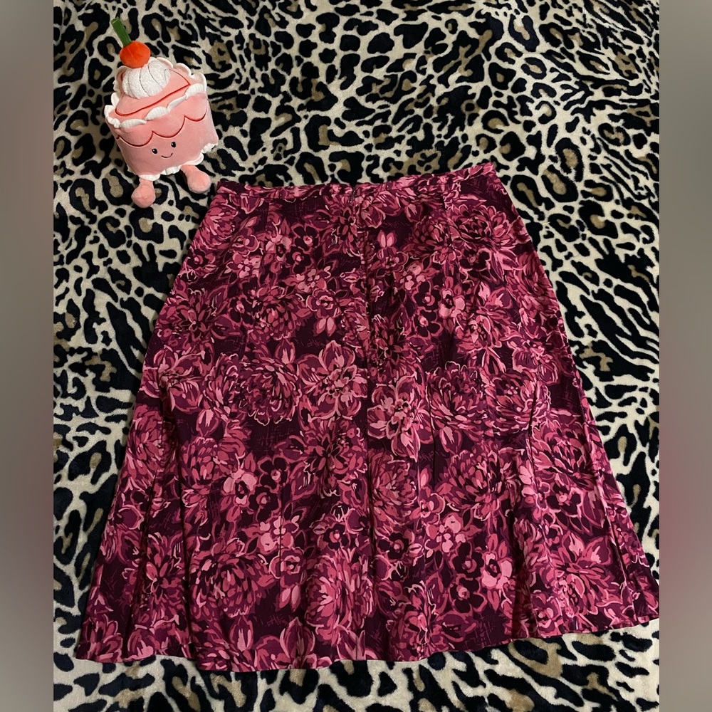 attention Floral A-Line Skirt in Berry and Magenta